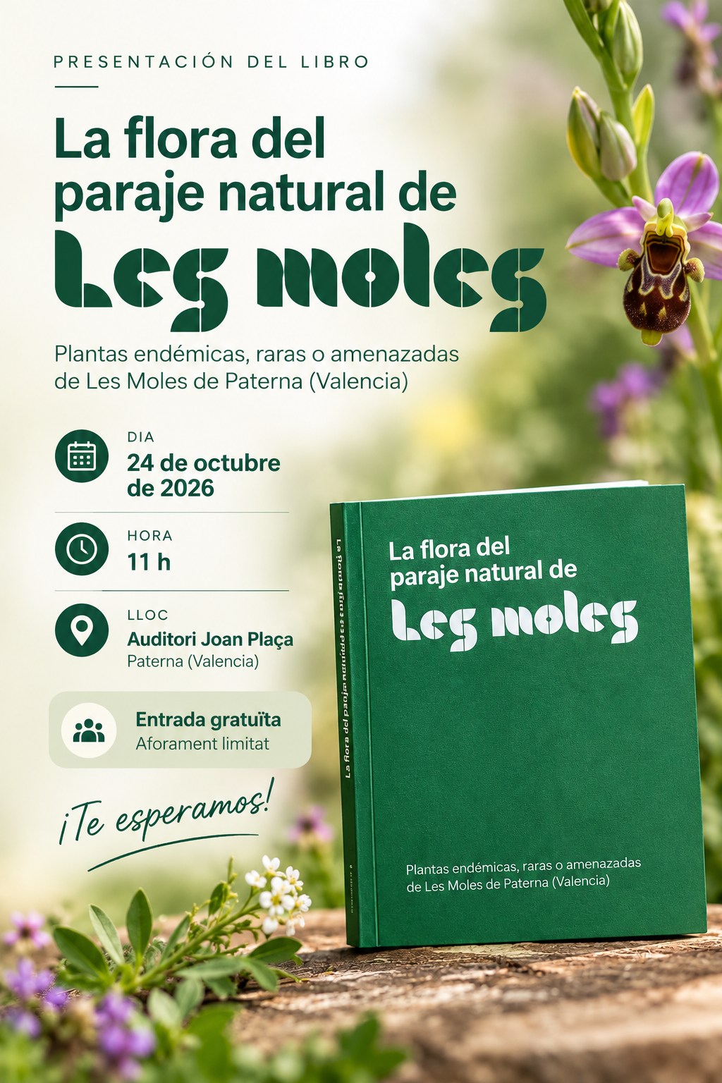 Portada del libro La flora del paraje natural de Les Moles, plantas endémicas, raras o amenazadas de Les Moles de Paterna